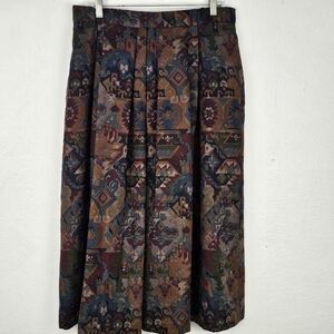 VTG Rehli Tracht Skirt Wool Challis Full A-Line Back Zip EU Sz 44 Made Germany